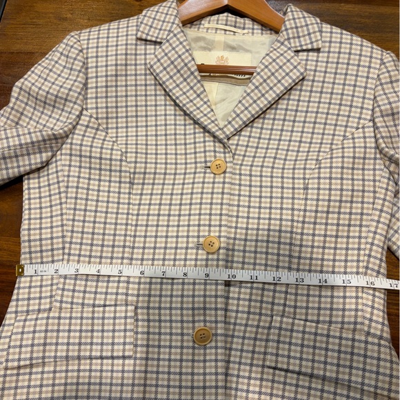 Vintage Aquascutum London 100% Wool Checkered Blazer Size 10/42 - Picture 11 of 12